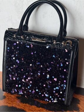 NEW Brahmin Small Caroline in Black Momento NWT Sequin and Sparkle